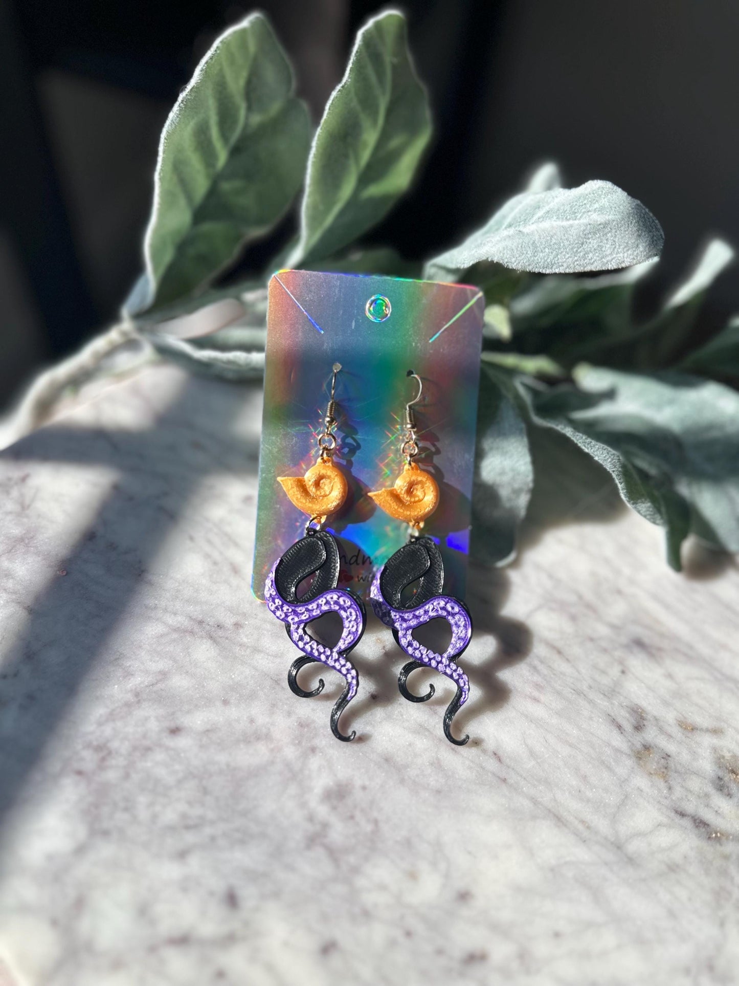 Mermaid Earrings, Seashell Earrings, 3D Printed Mermaid earrings, Ariel Inspired Earrings, Ursula inspired earrings - Tentacle earrings
