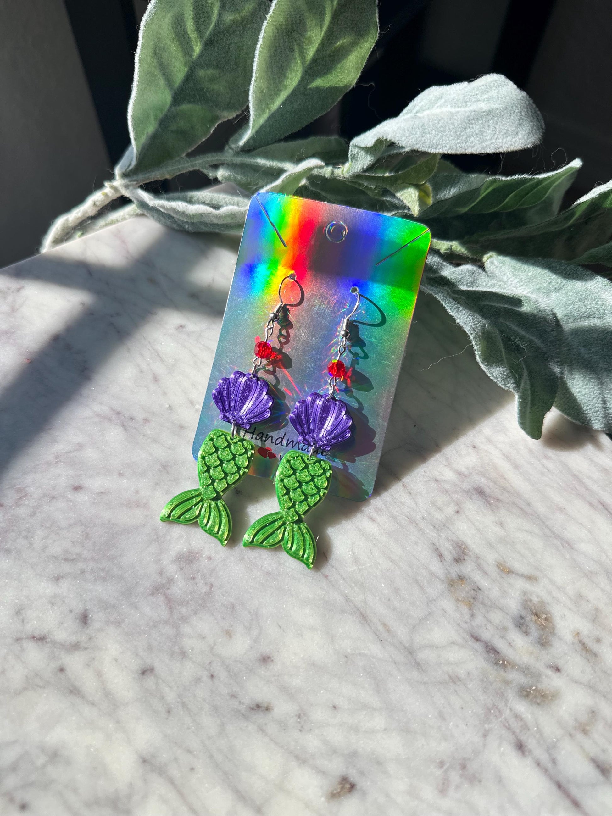 Mermaid Earrings, Seashell Earrings, 3D Printed Mermaid earrings, Ariel Inspired Earrings, Ursula inspired earrings - Tentacle earrings