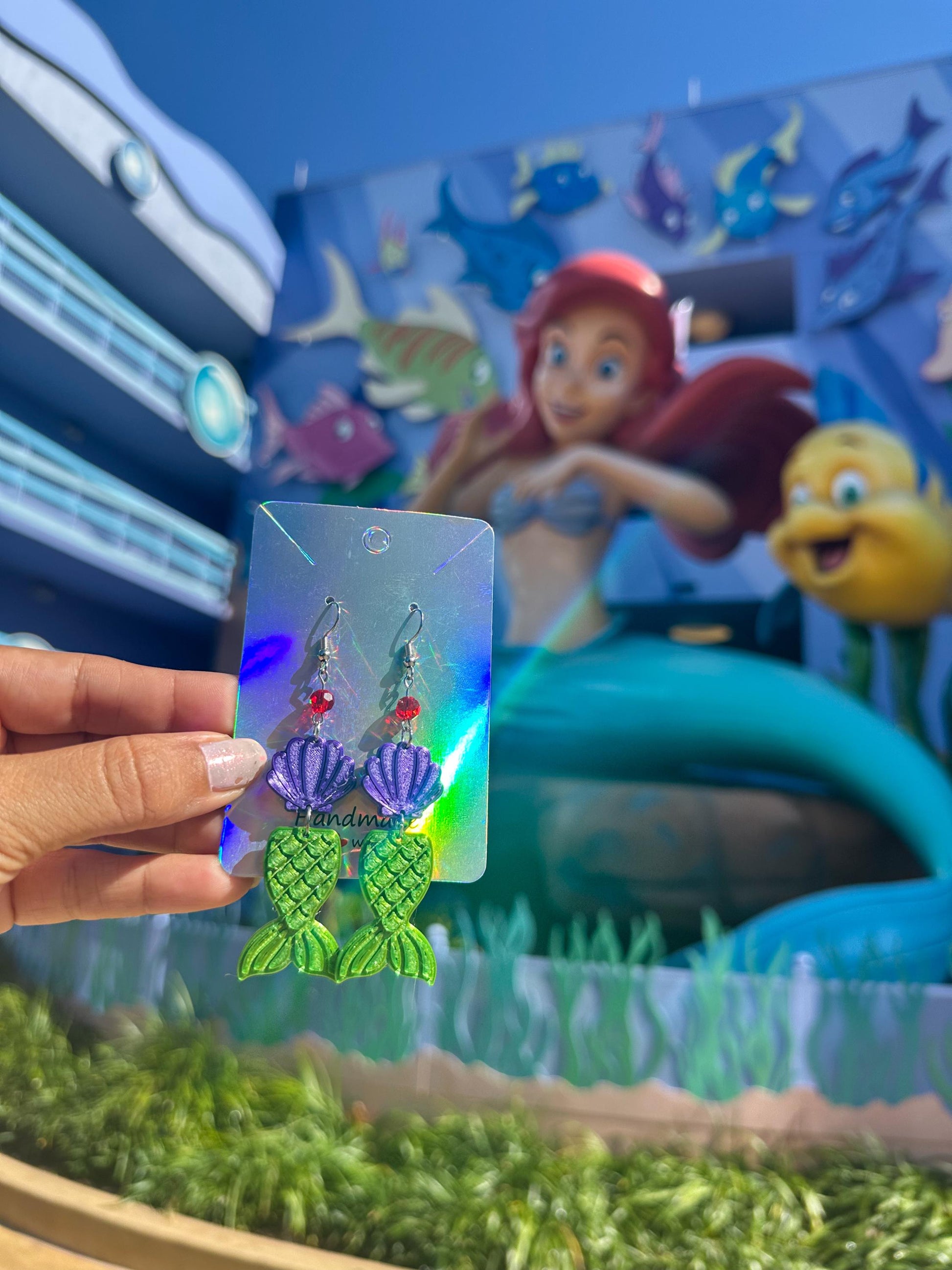 Mermaid Earrings, Seashell Earrings, 3D Printed Mermaid earrings, Ariel Inspired Earrings, Ursula inspired earrings - Tentacle earrings