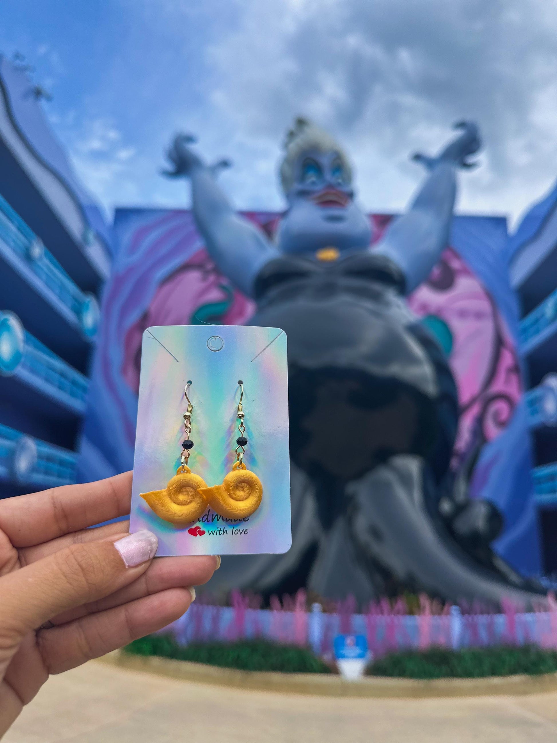 Mermaid Earrings, Seashell Earrings, 3D Printed Mermaid earrings, Ariel Inspired Earrings, Ursula inspired earrings - Tentacle earrings