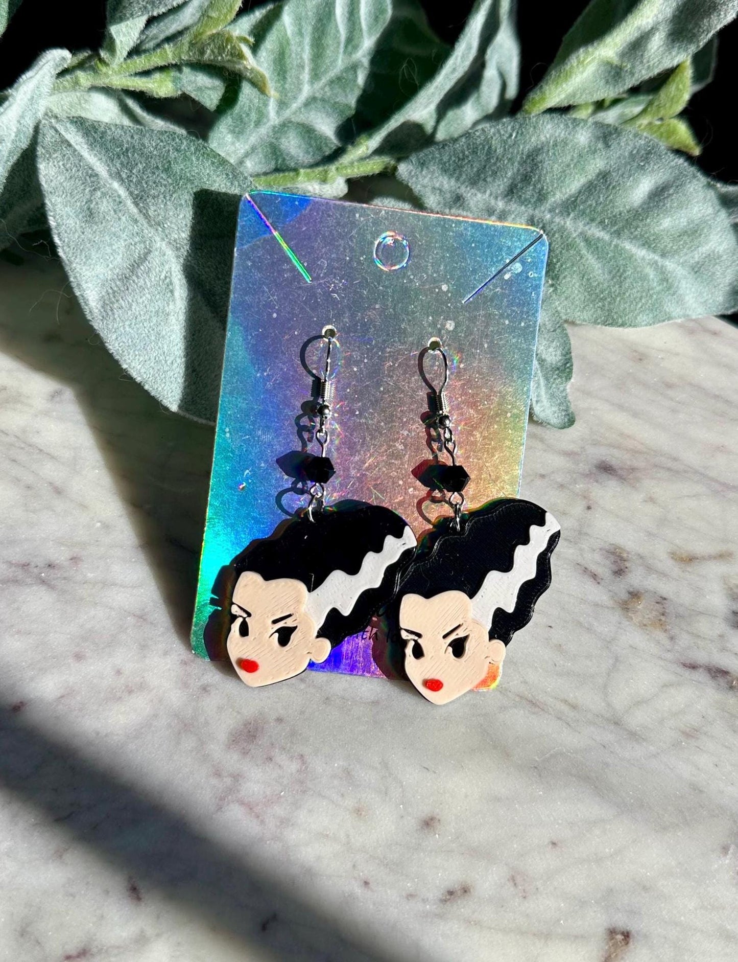 Bride of Frankenstein Earrings: 3D Printed Monster Jewelry