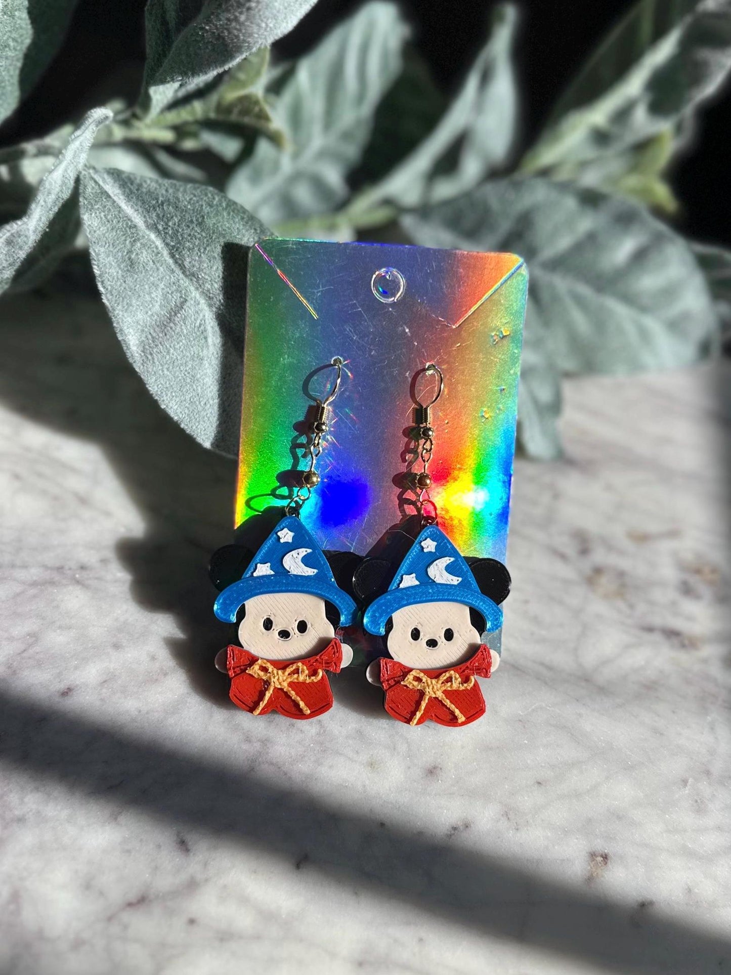 Fantasia Inspired Earrings: 3D Printed Sorcerer Mickey, Minnie Mouse