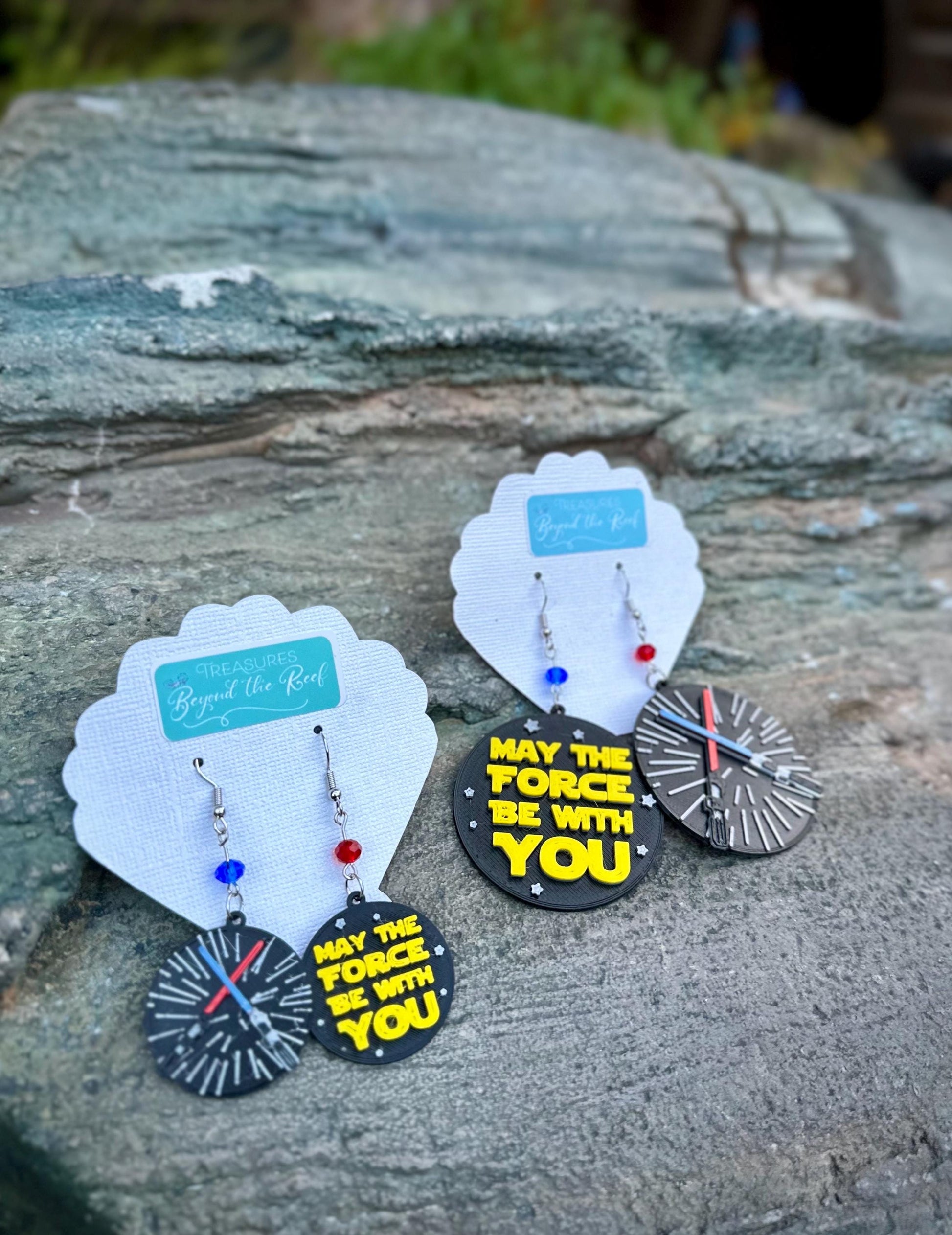 May the Force be with you Earrings - 3D printed Star Wars earrings - May the 4th earrings - Lightsaber earrings - May the Force - Galaxy Edg