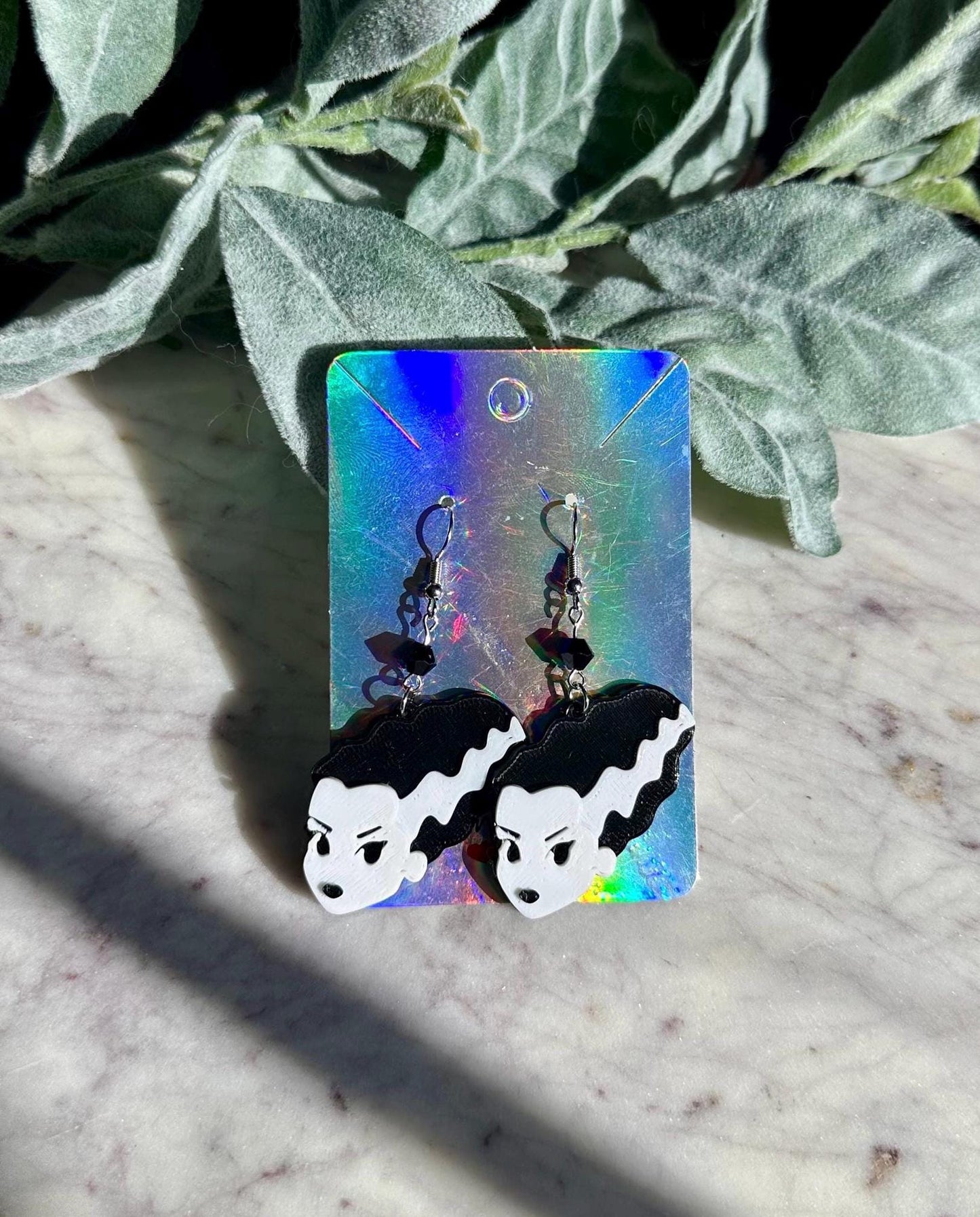 Bride of Frankenstein Earrings: 3D Printed Monster Jewelry