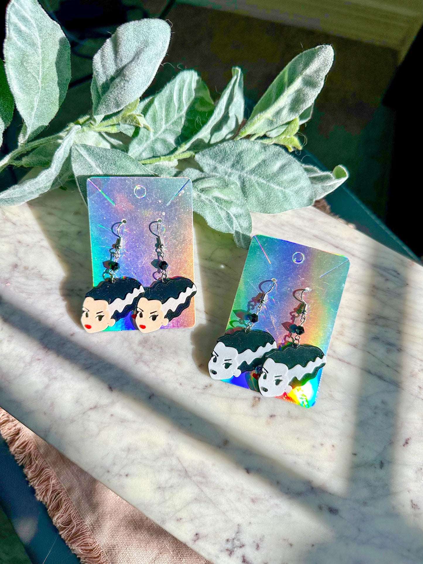 Bride of Frankenstein Earrings: 3D Printed Monster Jewelry