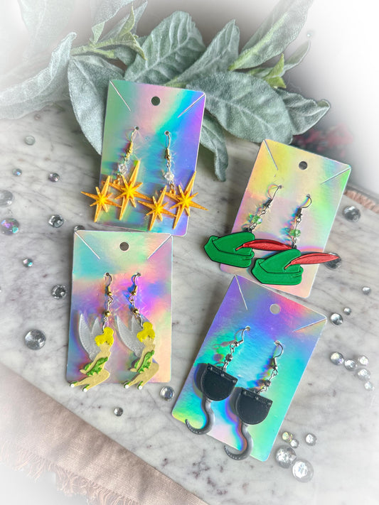 Peter Pan Inspired earrings - 3D printed earrings - Captain Hook, Tinkerbell, Peter Pan earrings - 2nd star to the right earrings
