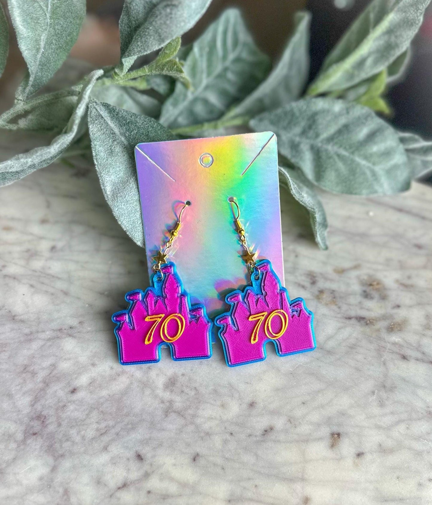 Disneyland 70th Inspired earrings - Disneyland 70th castle earrings - Disney D - Fireworks earrings - Disneyland 70th Celebration