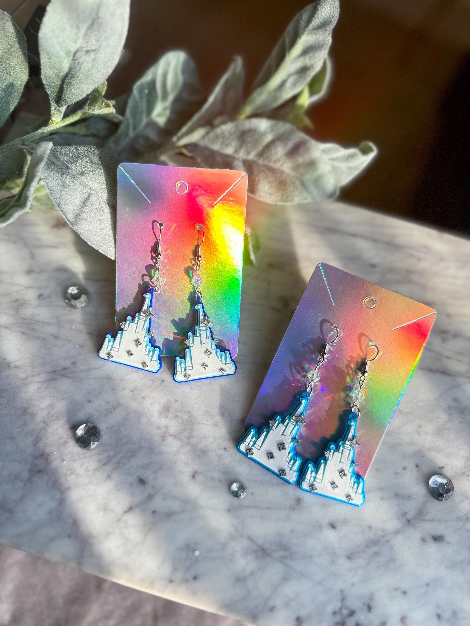 3D Printed Cinderella Castle Earrings: Starlight Parade Inspired
