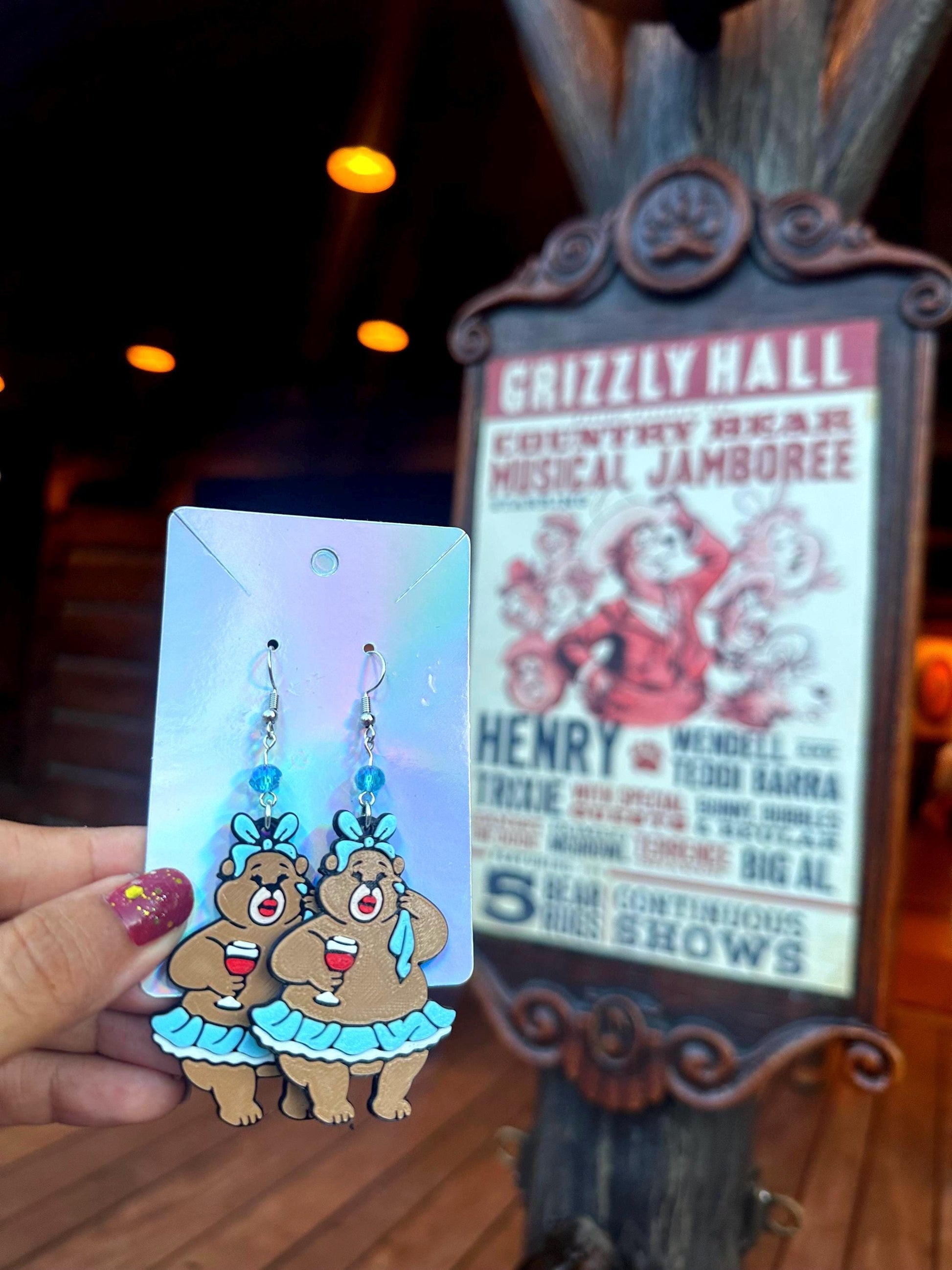 Country Bear Jamboree earrings - Trixie earrings - Cute Bear earrings - Grizzly Hall