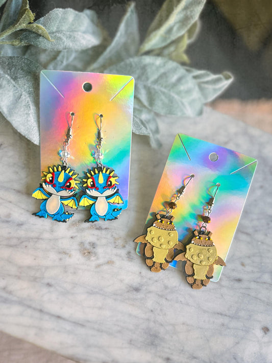 Stormfly, Meatlug earrings How to train your dragon Inspired Earrings - Dragon earrings - Toothless Lightfury Isle of Berk Epic Universe