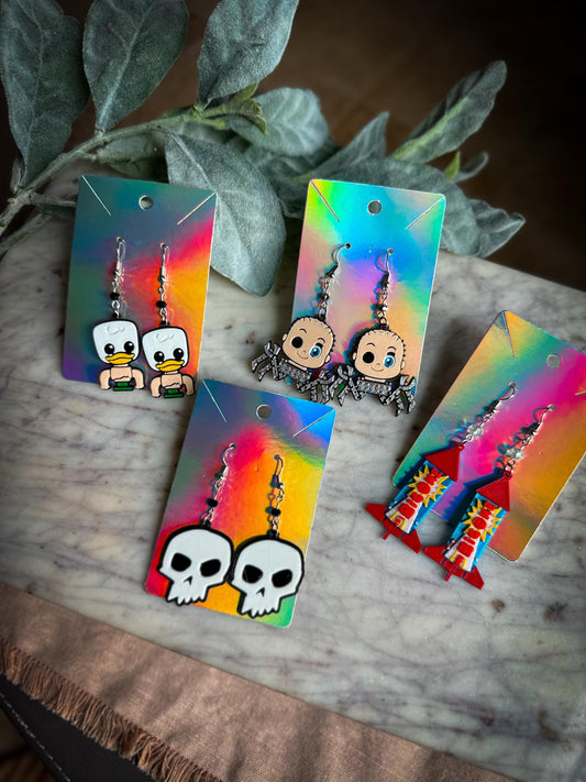 Toy Story Sid Inspired earrings - Sid Toy earrings - Baby Face, Ducky, the big one - Toy Story 3D printed earrings - Goth Disney