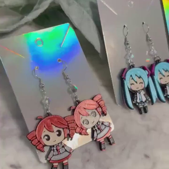 Project Sekai Inspired Earrings - VOCALOID earrings Miku Hatsune, Rin & Len Kagamine, Teto Kasane - 3d printed earrings - PJSK earrings