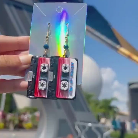 3D Printed Awesome Mix Tape earrings - Cosmic rewind - Guardians of the Galaxy earrings - Epcot earrings - Cassette Earrings