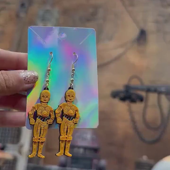 C-3PO 3D Printed Earrings - Star Wars Droid Earring - C3PO Earrings - May the Force - Galaxy’s Edge earrings