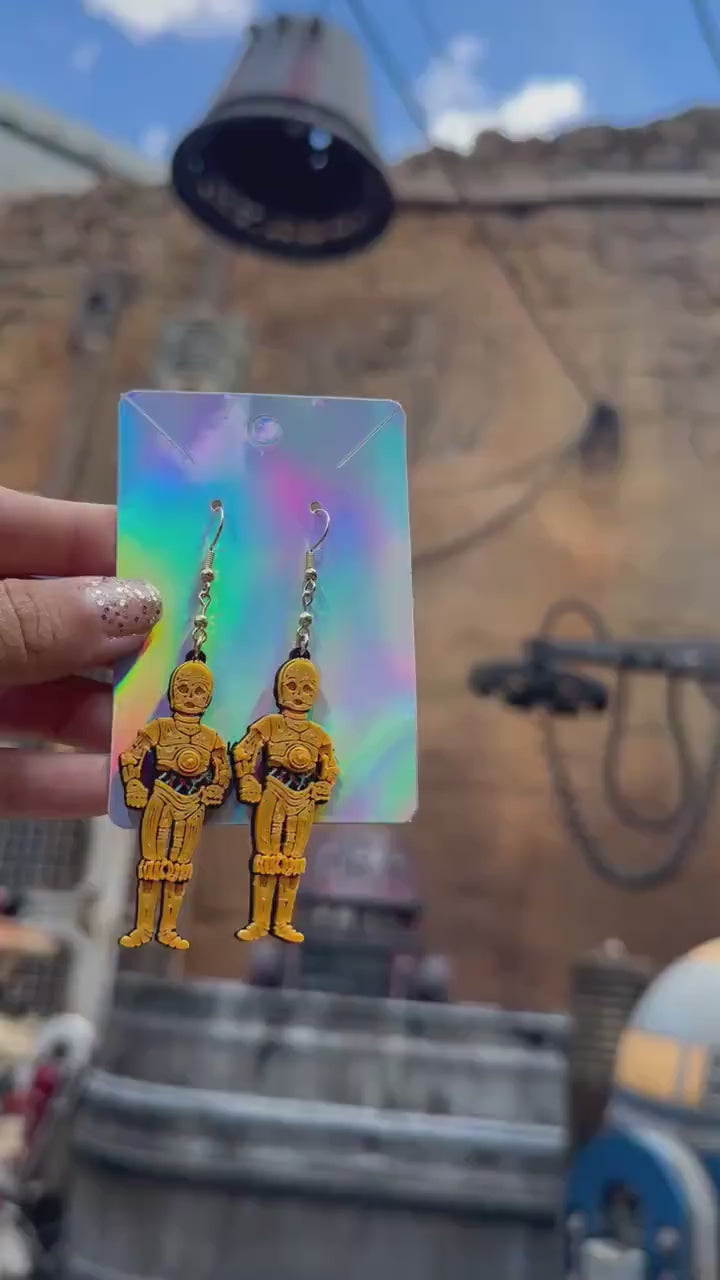 C-3PO 3D Printed Earrings - Star Wars Droid Earring - C3PO Earrings - May the Force - Galaxy’s Edge earrings