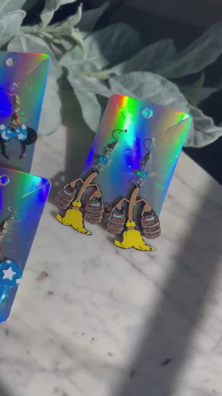 Fantasia Inspired Earrings: 3D Printed Sorcerer Mickey, Minnie Mouse