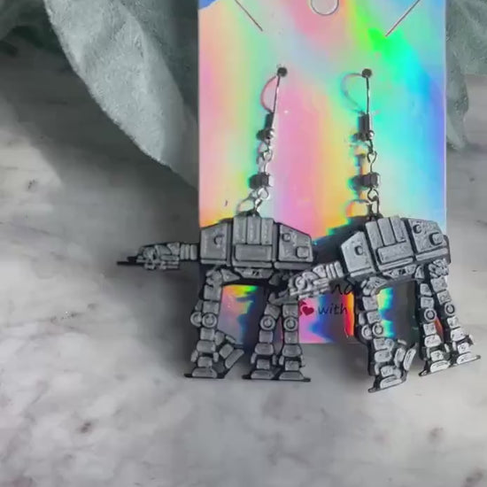 AT-AT Walker Earrings - 3D printed Star Wars earrings - May the 4th earrings - Galatic Empire First Order