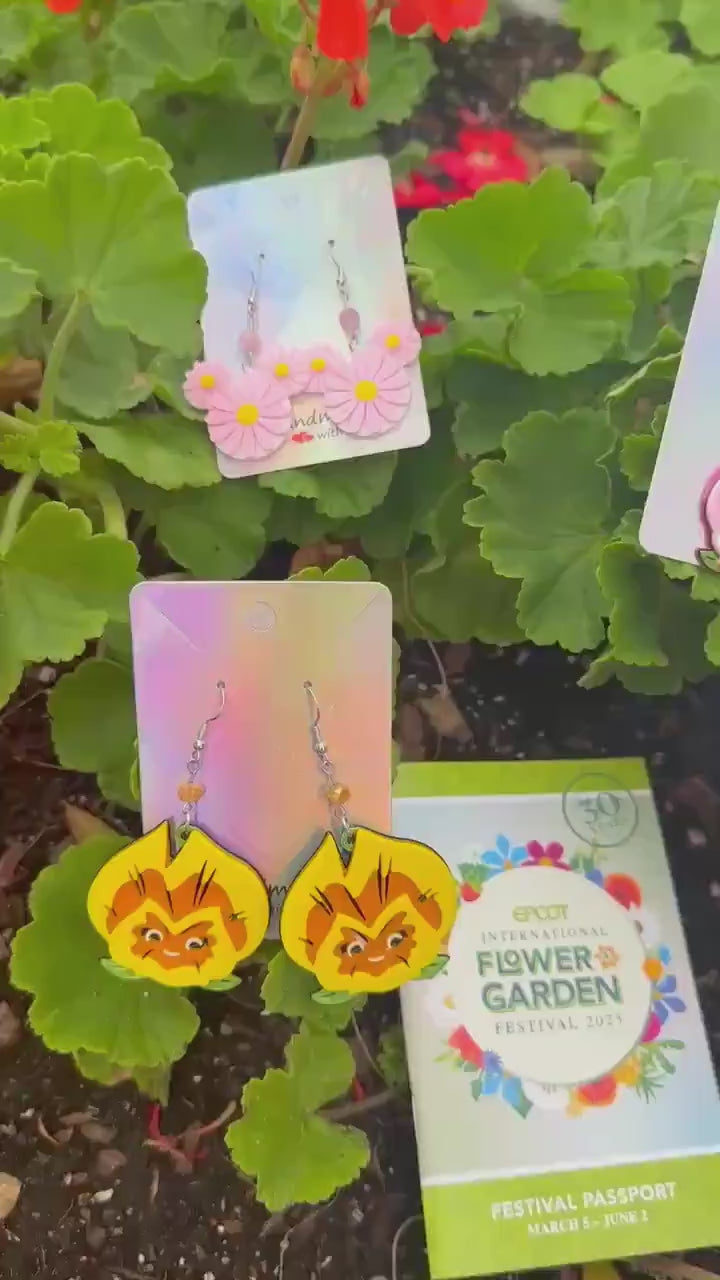 Wonderland Flower earrings - Alice in Wonderland Flowers Spring earrings - Epcot Flower & Garden - Topiary - Mickey Topiary
