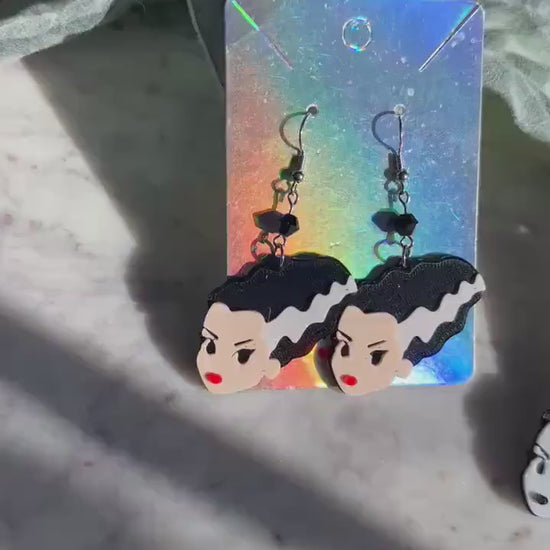 Bride of Frankenstein Earrings: 3D Printed Monster Jewelry